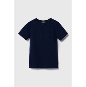 Dětské bavlněné tričko United Colors of Benetton tmavomodrá barva
