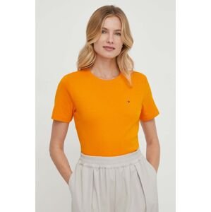 Bavlněné tričko Tommy Hilfiger oranžová barva