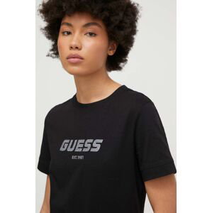 Bavlněné tričko Guess ELEANORA černá barva, V4RI10 K8HM4