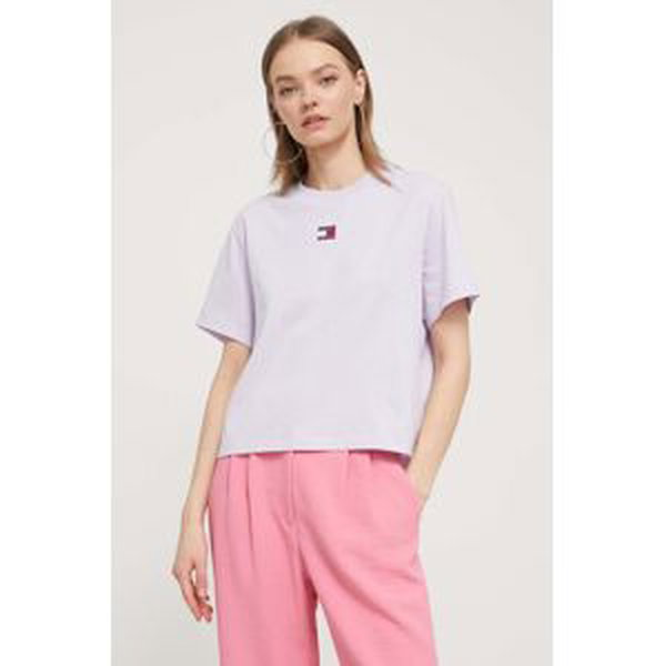 Tričko Tommy Jeans fialová barva
