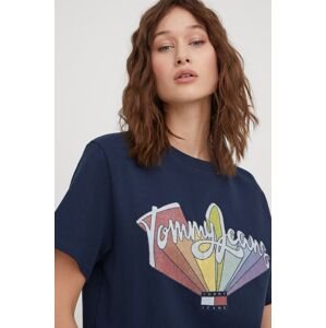 Bavlněné tričko Tommy Jeans tmavomodrá barva