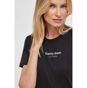 Bavlněné tričko Tommy Jeans černá barva