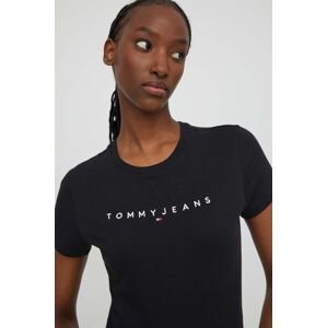 Bavlněné tričko Tommy Jeans černá barva
