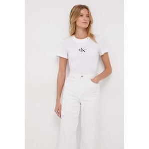 Bavlněné tričko Calvin Klein Jeans bílá barva, J20J222564
