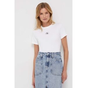 Tričko Calvin Klein Jeans bílá barva, J20J222687