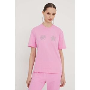 Bavlněné tričko Chiara Ferragni EYE STAR růžová barva, 76CBHG01