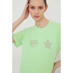 Bavlněné tričko Chiara Ferragni EYE STAR zelená barva, 76CBHG01