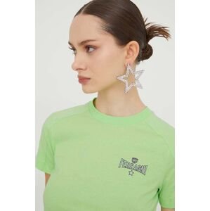 Bavlněné tričko Chiara Ferragni STRETCH zelená barva, 76CBHC01
