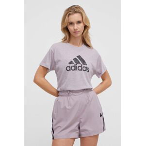 Tričko adidas fialová barva, IS3622