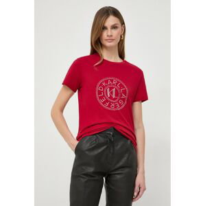 Bavlněné tričko Karl Lagerfeld červená barva