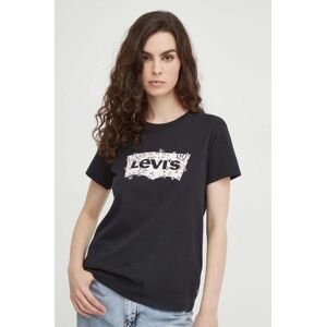Bavlněné tričko Levi's černá barva