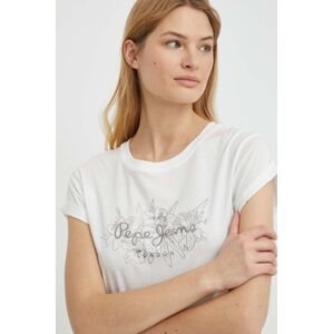 Bavlněné tričko Pepe Jeans HELEN bílá barva