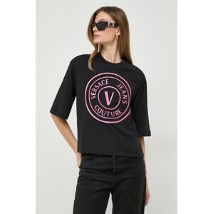 Bavlněné tričko Versace Jeans Couture černá barva, 76HAHG05 CJ00G