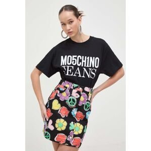 Bavlněné tričko Moschino Jeans černá barva