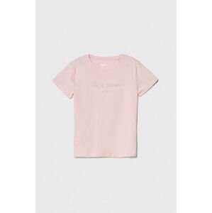Dětské bavlněné tričko Pepe Jeans NINA růžová barva