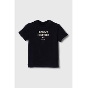 Kojenecké tričko Tommy Hilfiger tmavomodrá barva, s potiskem