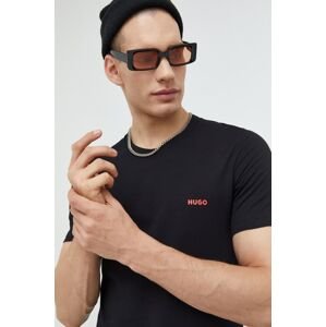 Bavlněné tričko HUGO 3-pack černá barva