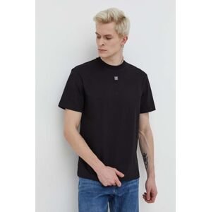 Bavlněné tričko HUGO černá barva, 50505201