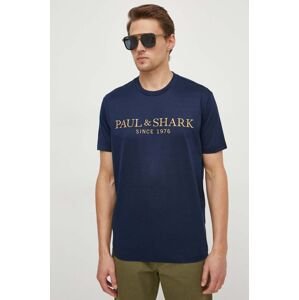Bavlněné tričko Paul&Shark tmavomodrá barva, s aplikací, 24411020