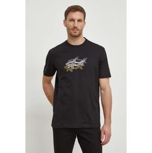 Bavlněné tričko Paul&Shark černá barva, s potiskem, 24411041
