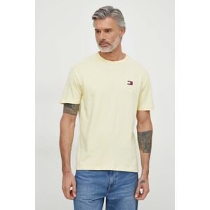 Bavlněné tričko Tommy Jeans žlutá barva, s aplikací, DM0DM17995