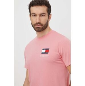 Bavlněné tričko Tommy Jeans růžová barva, s potiskem, DM0DM18263