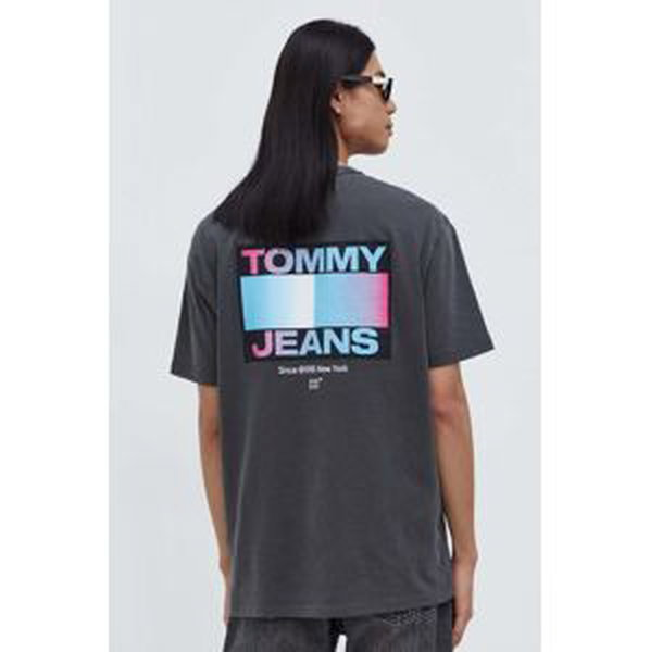 Bavlněné tričko Tommy Jeans šedá barva, s potiskem