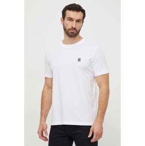 Bavlněné tričko Tommy Hilfiger bílá barva, s aplikací