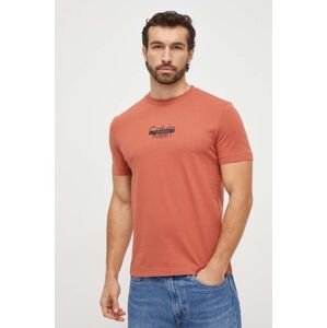 Bavlněné tričko Calvin Klein oranžová barva, s potiskem