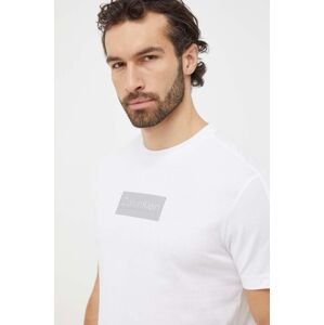 Bavlněné tričko Calvin Klein bílá barva, s aplikací