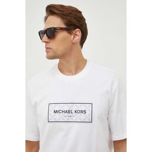 Bavlněné tričko Michael Kors bílá barva, s aplikací