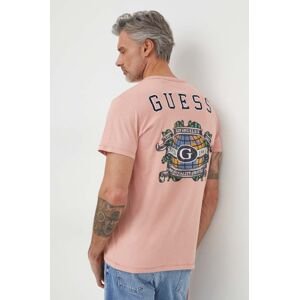 Bavlněné tričko Guess růžová barva, s aplikací, M4RI11 I3Z14