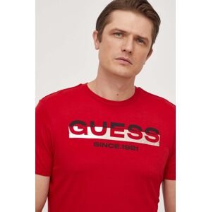 Bavlněné tričko Guess červená barva, s potiskem, M4RI60 K9RM1