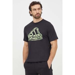 Bavlněné tričko adidas černá barva, s potiskem, IM8300