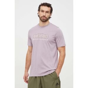 Bavlněné tričko adidas fialová barva, s potiskem, IM8315