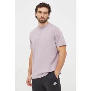 Bavlněné tričko adidas fialová barva, s aplikací, IR5267