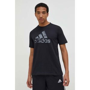 Bavlněné tričko adidas černá barva, s potiskem, IR5828