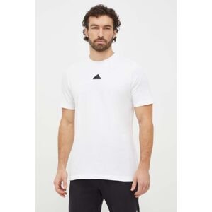 Bavlněné tričko adidas bílá barva, s potiskem, IS2854