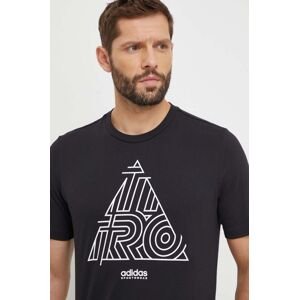 Bavlněné tričko adidas TIRO černá barva, s potiskem, IS2877