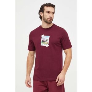 Bavlněné tričko adidas vínová barva, s potiskem, IS9045