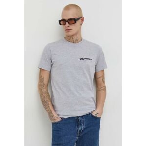 Bavlněné tričko Karl Lagerfeld Jeans šedá barva, s aplikací