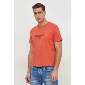 Bavlněné tričko Pepe Jeans Chris oranžová barva, s potiskem