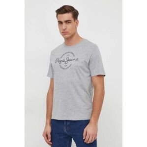 Bavlněné tričko Pepe Jeans Craigton šedá barva, s potiskem
