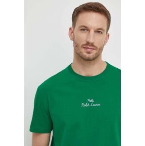 Bavlněné tričko Polo Ralph Lauren zelená barva