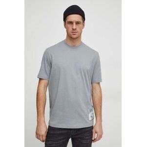 Bavlněné tričko Armani Exchange šedá barva, s aplikací, 3DZTLF ZJ9JZ