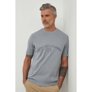 Bavlněné tričko Armani Exchange šedá barva, s aplikací, 3DZTLP ZJLFZ