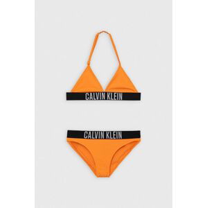 Dvoudílné dětské plavky Calvin Klein Jeans oranžová barva