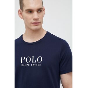 Bavlněné pyžamové tričko Polo Ralph Lauren tmavomodrá barva, s potiskem