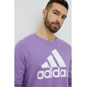 Bavlněná mikina adidas pánská, fialová barva, s potiskem