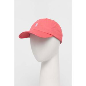 Bavlněná baseballová čepice Polo Ralph Lauren růžová barva, s aplikací